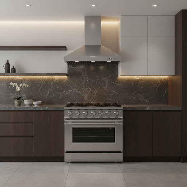 36 In. Slide-In Gas Range, 5.2 Cu. Ft. Convection Oven, 6 Sealed Burners, Convertible to Propane in Stainless Steel