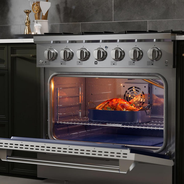 36" Professional Gas Range for Serious Home Cooking, ETL Certified | 20,000 BTU High-Output Burner, True Convection Oven & Infrared Broiler, Designed for Entertaining and Everyday Mastery