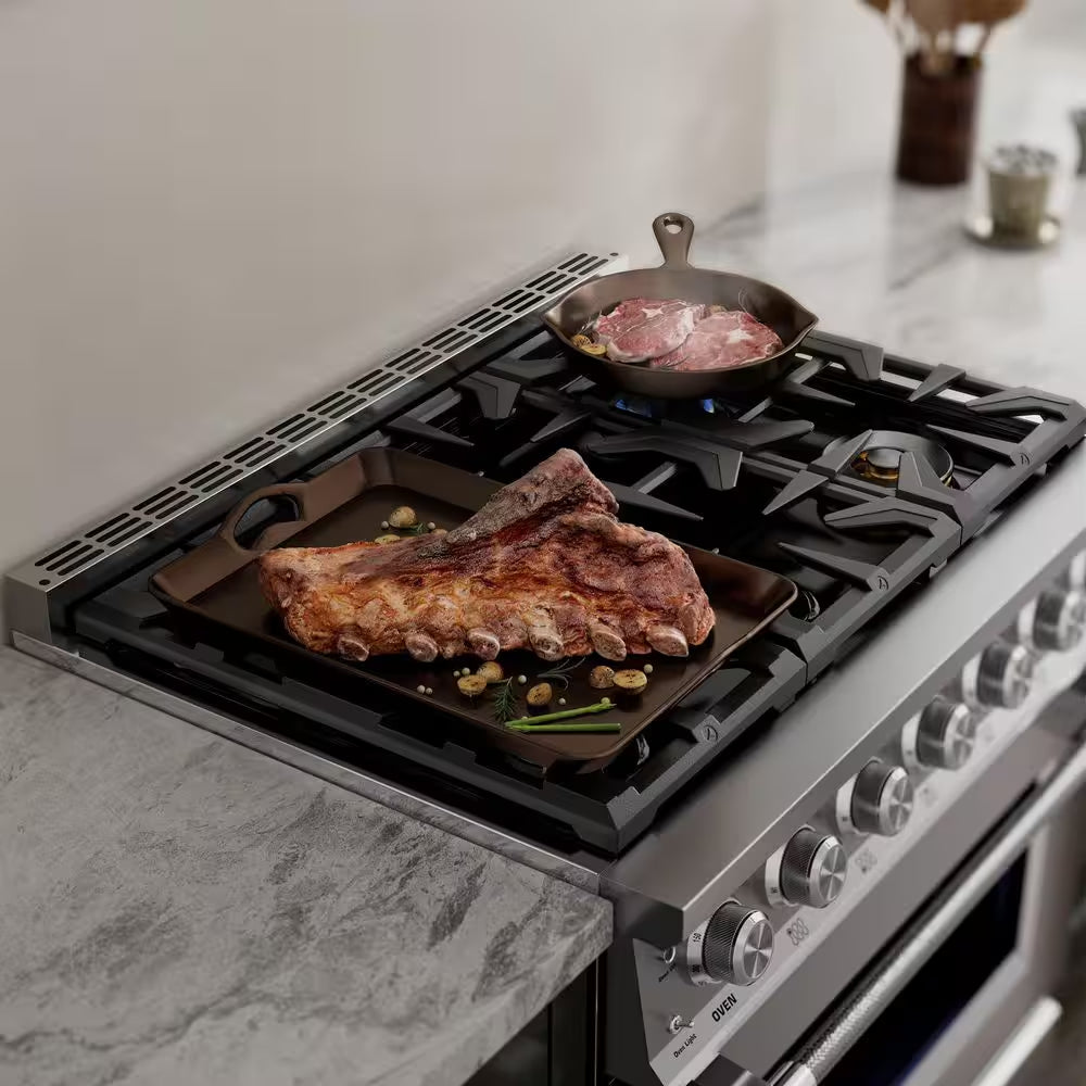 36 In. Slide-In Gas Range, 5.2 Cu. Ft. Convection Oven, 6 Sealed Burners, Convertible to Propane in Stainless Steel