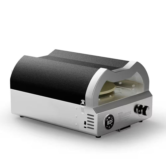 12 In. Propane Pizza Oven, Outdoor Pizza Oven in Black with Rotating Pizza Stone, Glove and Pizza Cutter