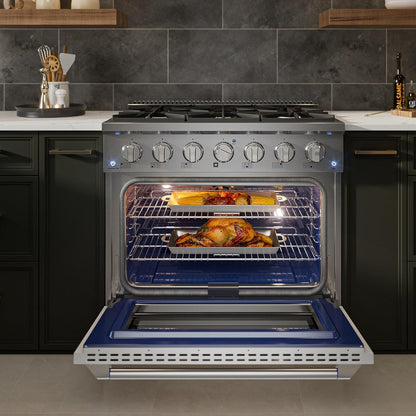 36" Professional Gas Range for Serious Home Cooking, ETL Certified | 20,000 BTU High-Output Burner, True Convection Oven & Infrared Broiler, Designed for Entertaining and Everyday Mastery