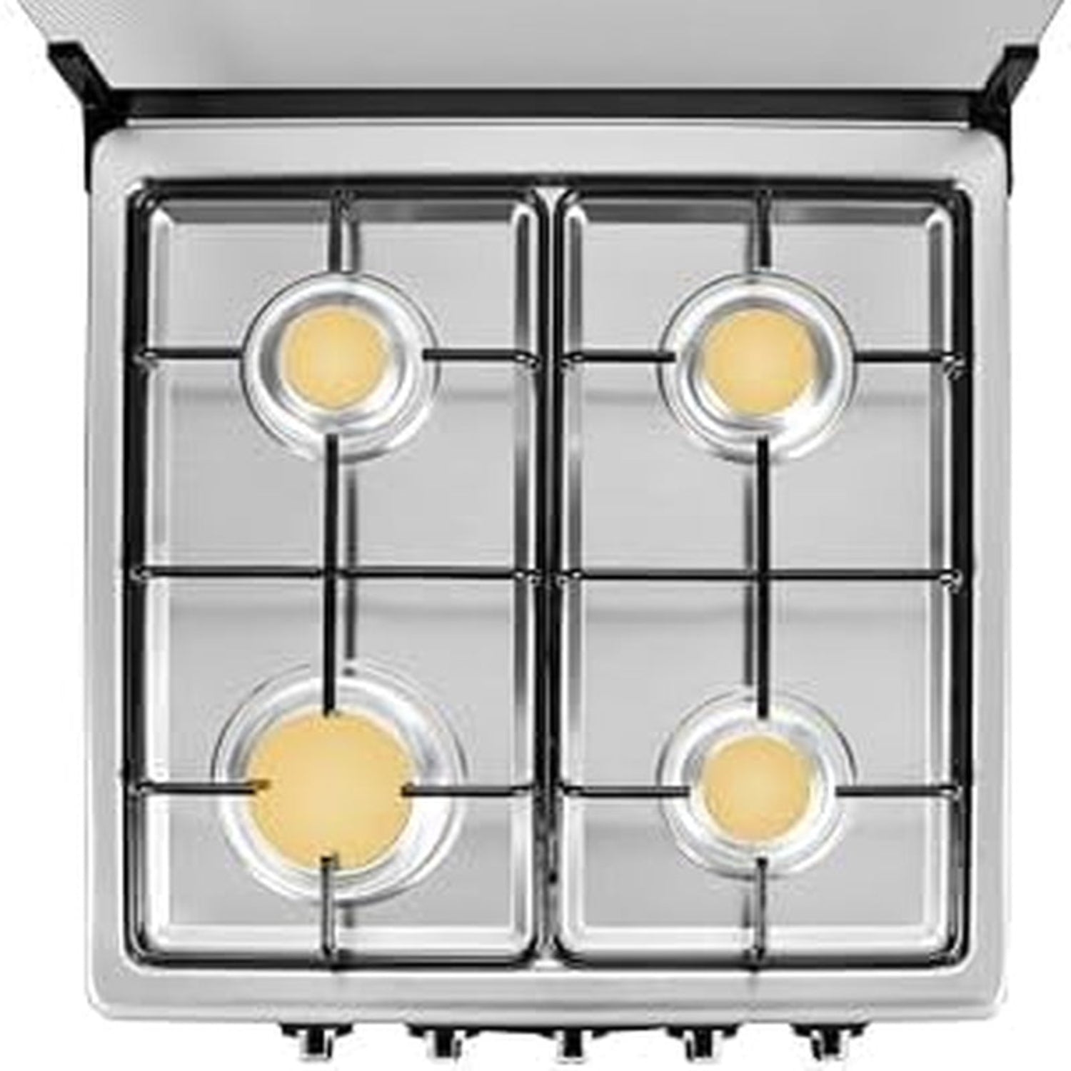 20-Inch Gas Range with 4 Burners, 68L Rotary Baking Oven, Stainless Steel Body, Double Layer Tempered Glass Door (NG-LPG Conversion Kit)