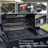 Outdoor Kitchen Island Built for Premium Entertaining, 104 Inch Granite Top, Gas Grill with Rotisserie, Refrigerator