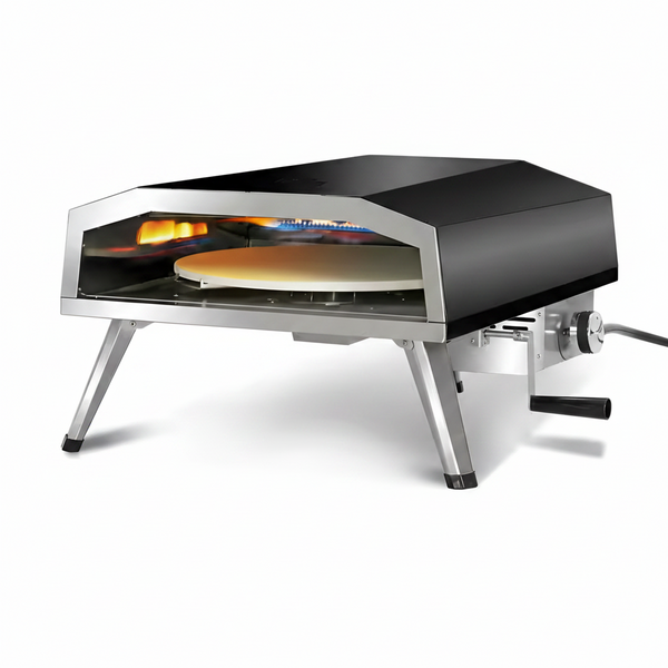16 In. Propane Pizza Oven, Outdoor Pizza Oven in Black, with Rotating Pizza Stone